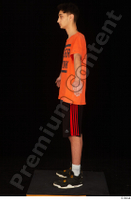  Danior black shorts black sneakers dressed orange t shirt shoes sports standing whole body 0011.jpg